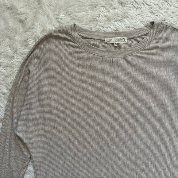 Joah Brown Top Vital Long Sleeve Ribbed Neutral Sz One Size - Picture 5 of 13
